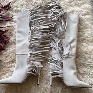 Vero Cuoio Cream Fringe Heeled Boots